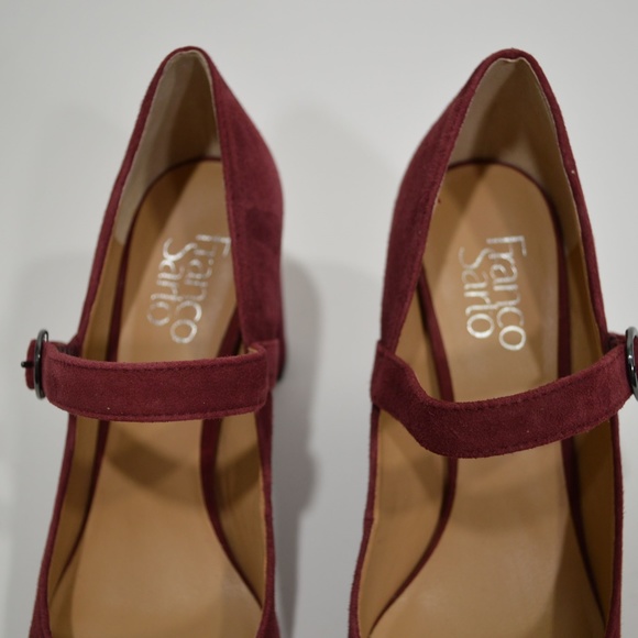 FRANCO SARTO Red Suide Mary Jane Block Heels 7.5 - Picture 3 of 7